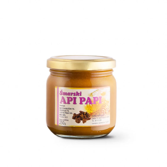 API-PAPI: Flower honey with pollen, propolis and royal jelly 250g