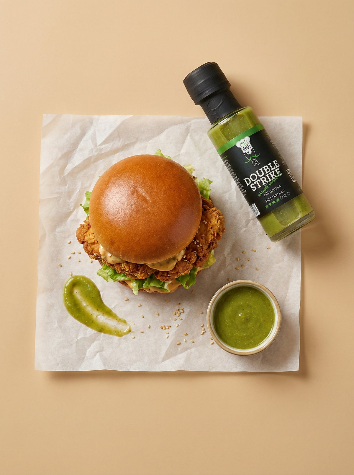 NEW! DOUBLE STRIKE: Wasabi sauce with habanero chili. Spicy level: 4/7 – 100 ml