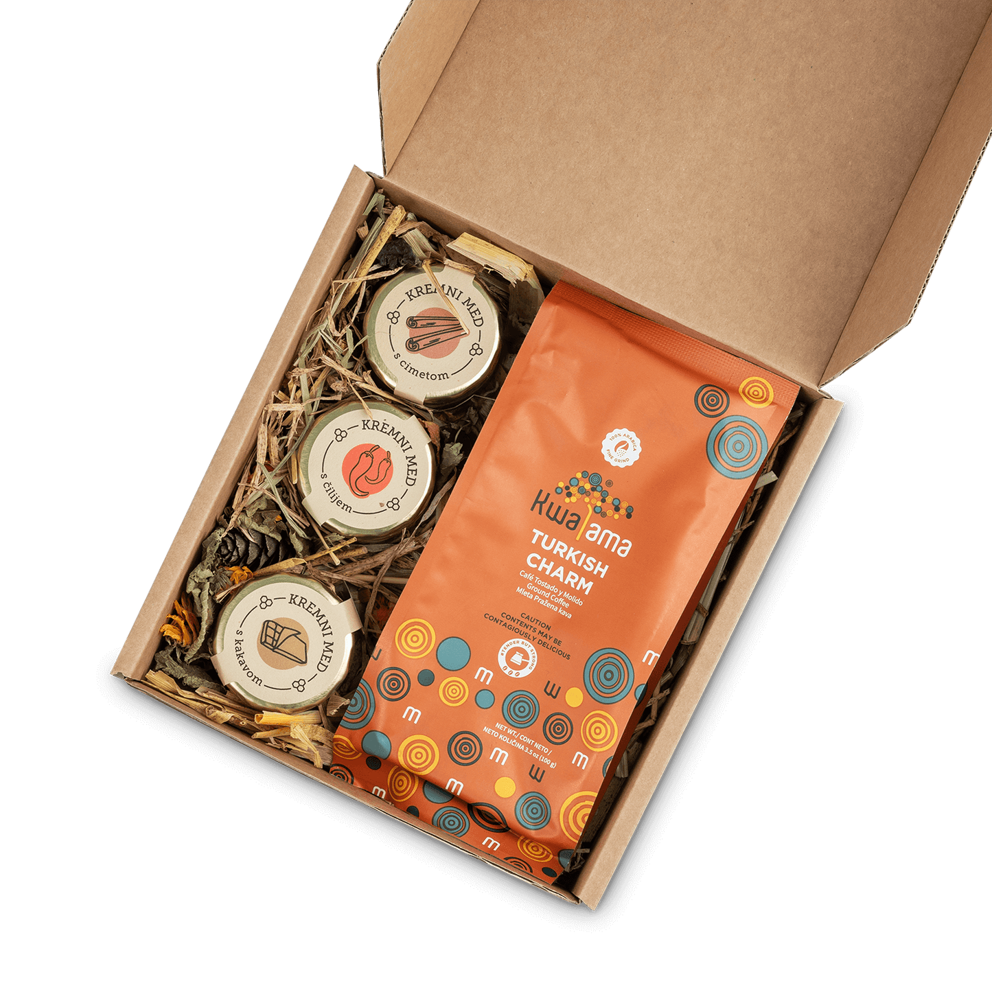 Maxi honey ecstasy with premium coffee, Chili Frik sauce or ZEN real tea