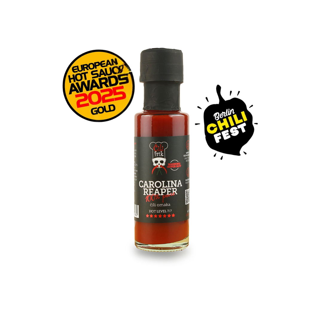 100% CAROLINA REAPER: Najbolj pekoča omaka. Stopnja pikantnosti: 7/7 – 100 ml