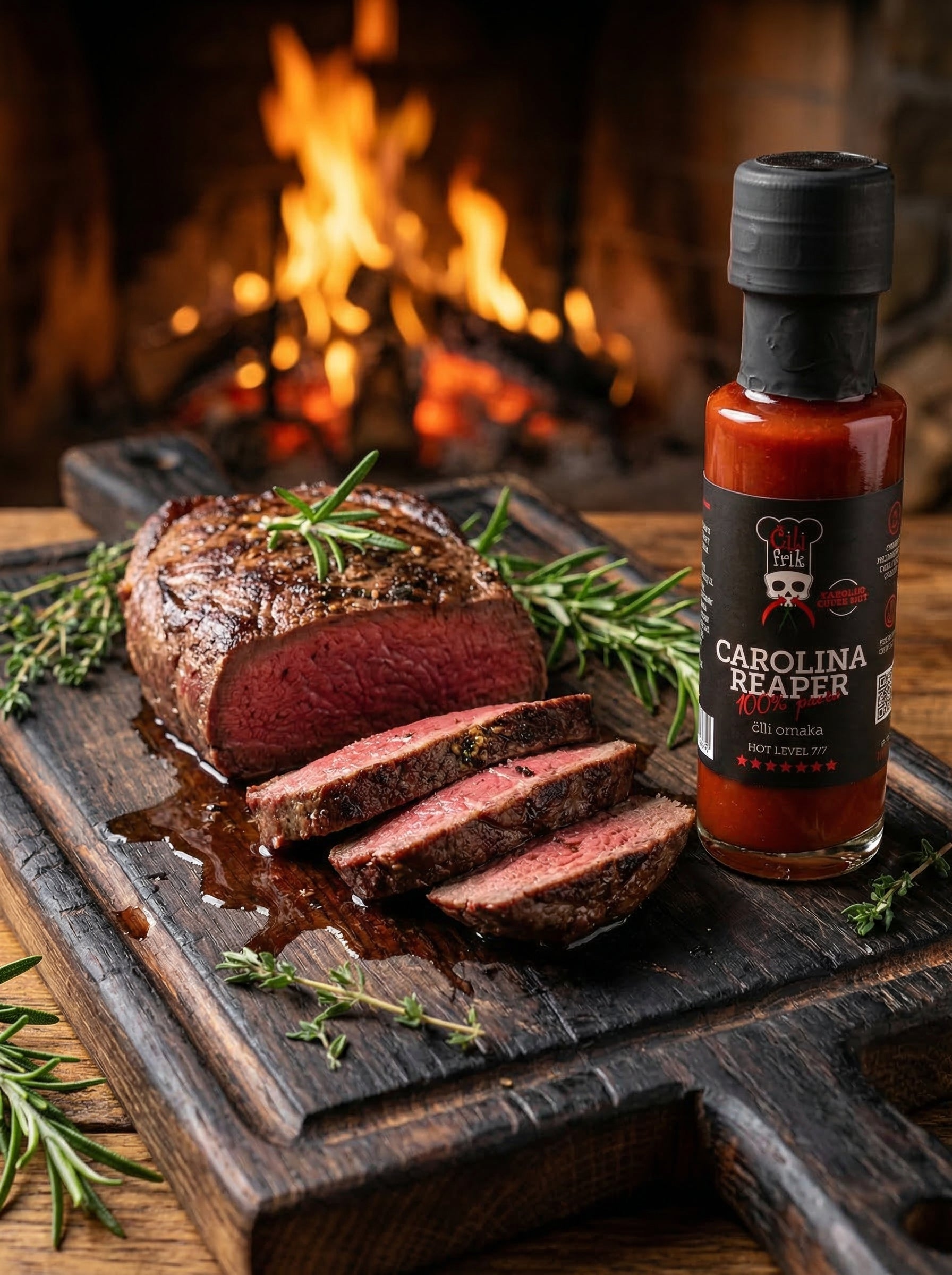 100% CAROLINA REAPER: The hottest sauce. Spicy level: 7/7 – 100 ml