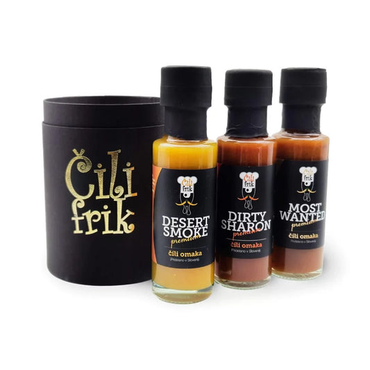 MINI MIX - 3 pekoče omake po lastni izbiri v premium darilnem pakiranju 3 x 100ml