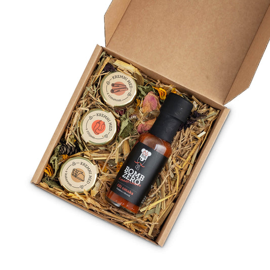 Maxi honey ecstasy with premium coffee, Chili Frik sauce or ZEN real tea