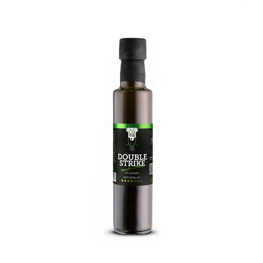 NOVO! DOUBLE STRIKE: Wasabi omaka s habanero čilijem. Stopnja pikantnosti: 4/7 – 250 ml