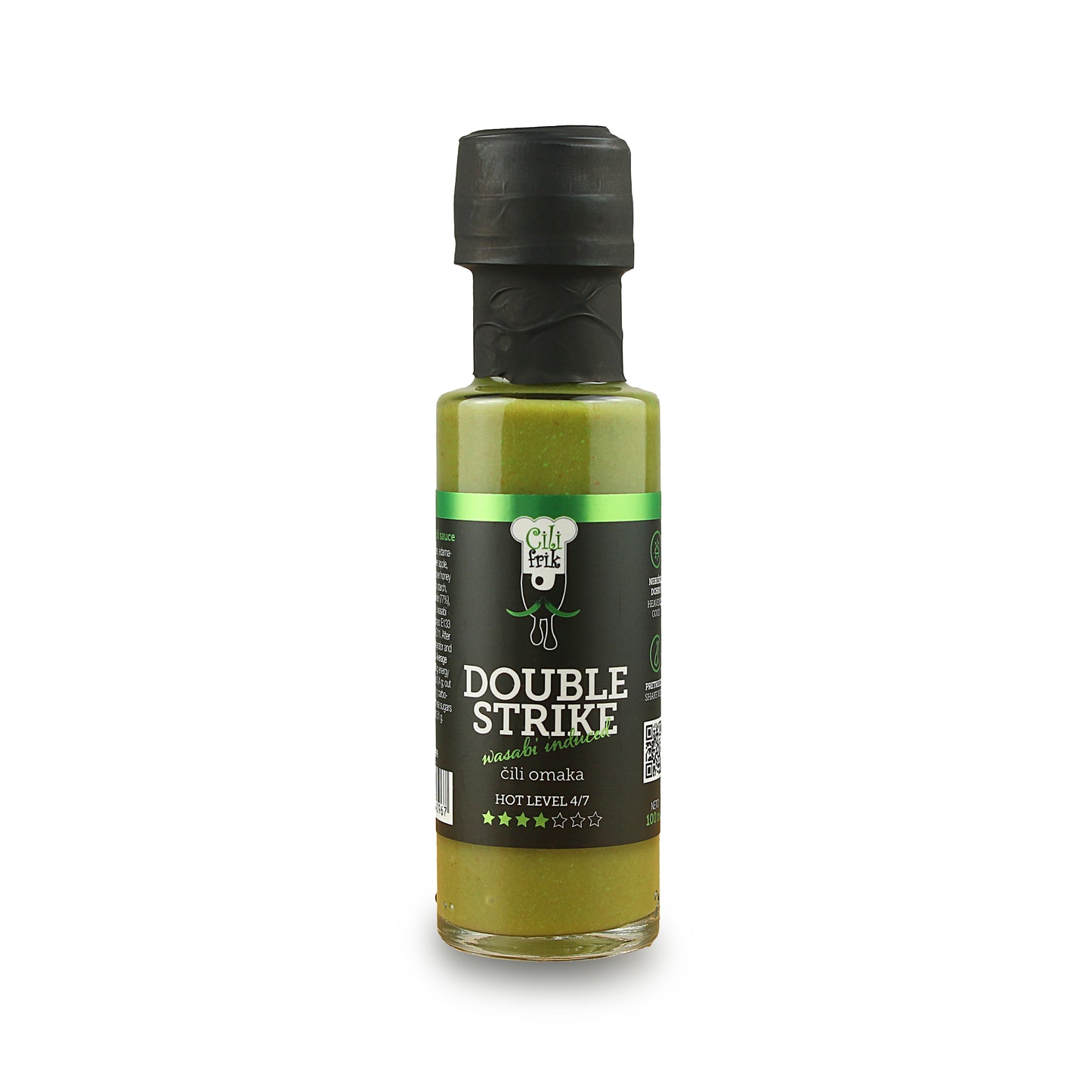 NOVO! DOUBLE STRIKE: Wasabi omaka s habanero čilijem. Stopnja pikantnosti: 4/7 – 100 ml